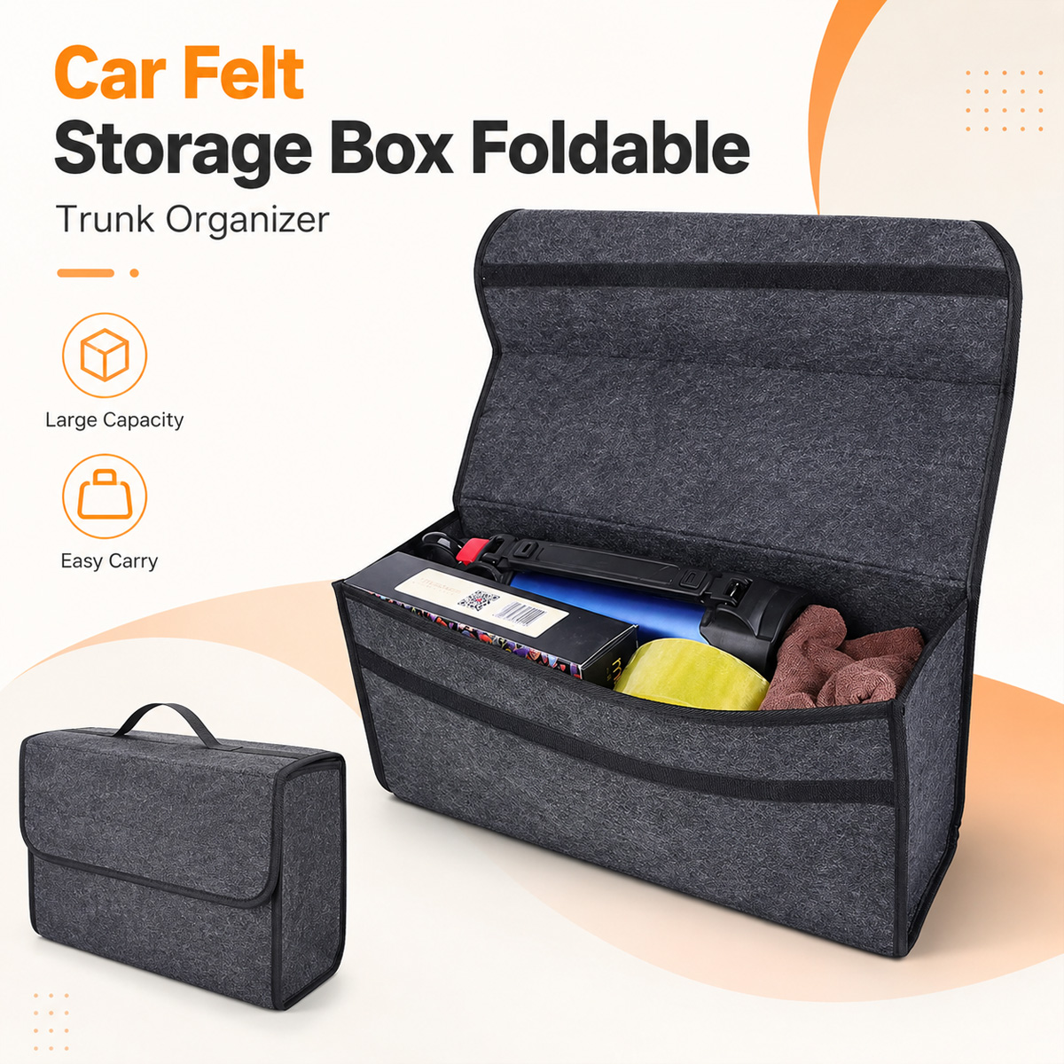 Car Trunk Organizer Foldable Storage Box - YONGRUN Katlanabilir Keçe Araba Saklama Kutusu
