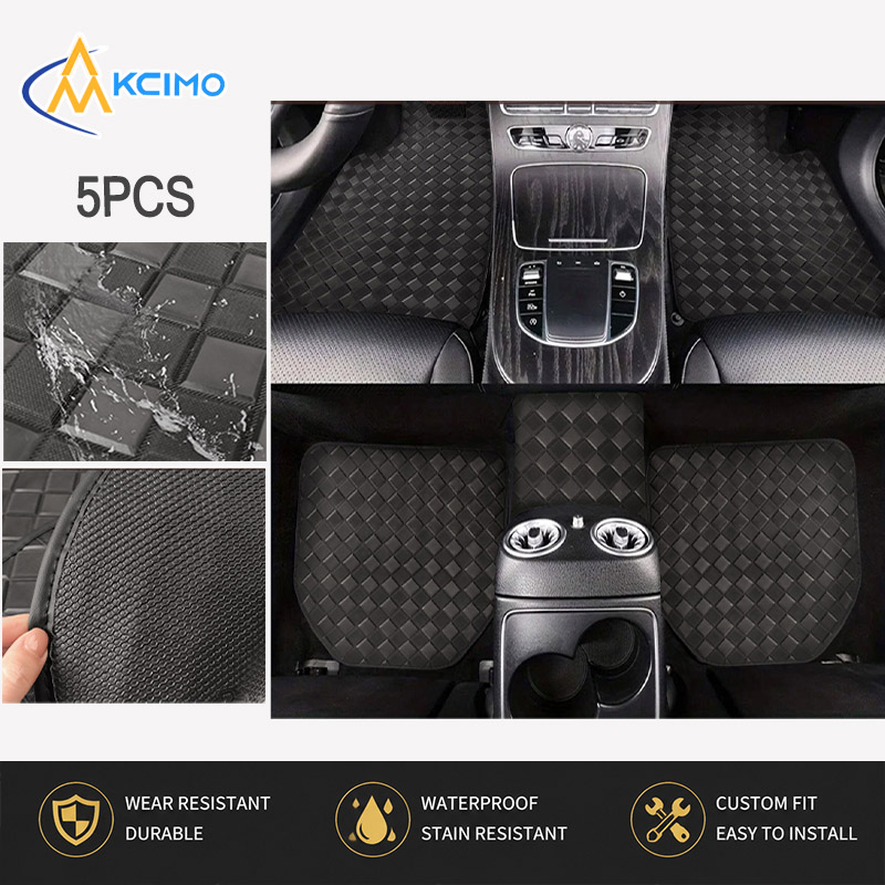 Car Floor Mats Universal Waterproof Leather - 5 adet elmas desenli PVC deri