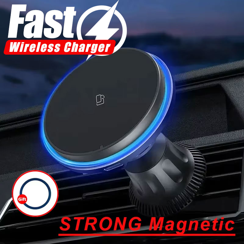 Wireless Car Charger Mount Fast Charging - LED/RGB Manyetik Araç Kablosuz Şarj Cihazı