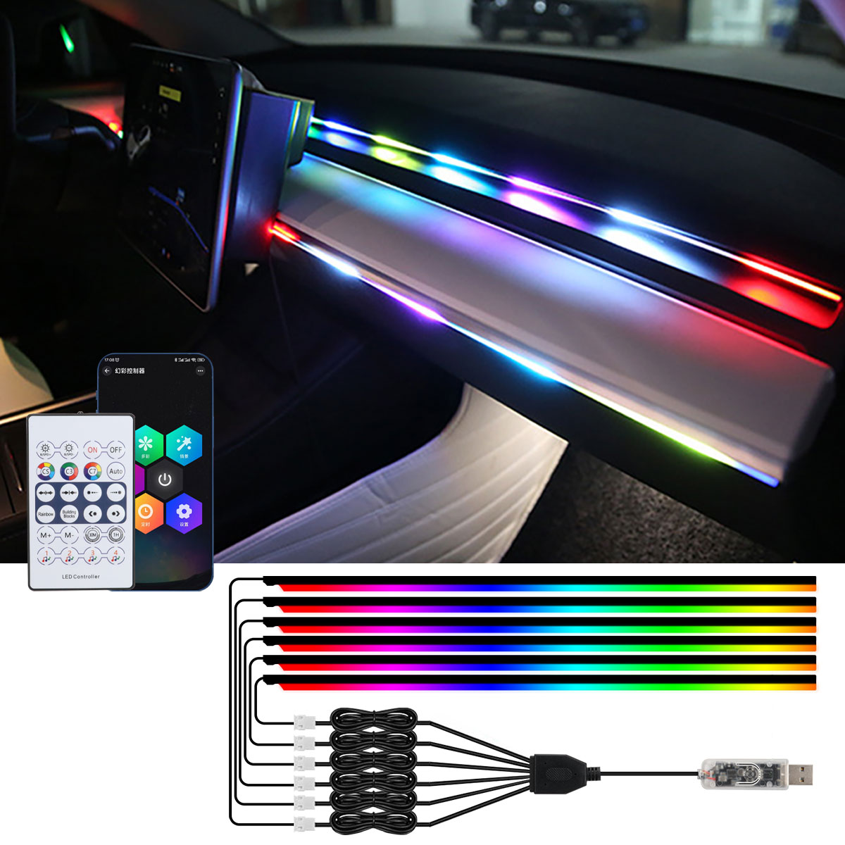 Led Ambient Interior Car Lights App Control - 6/10 in1 Araba Led Ortam Işıkları