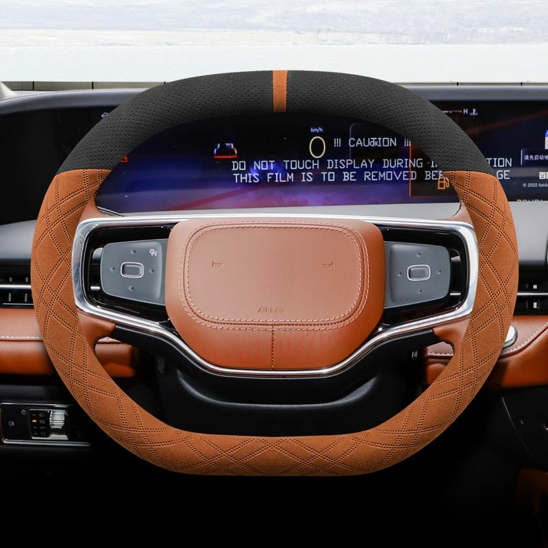 Car Steering Wheel Cover Anti Slip Breathable - Lincoln Nautilus 2021-2025 için Nappa Deri