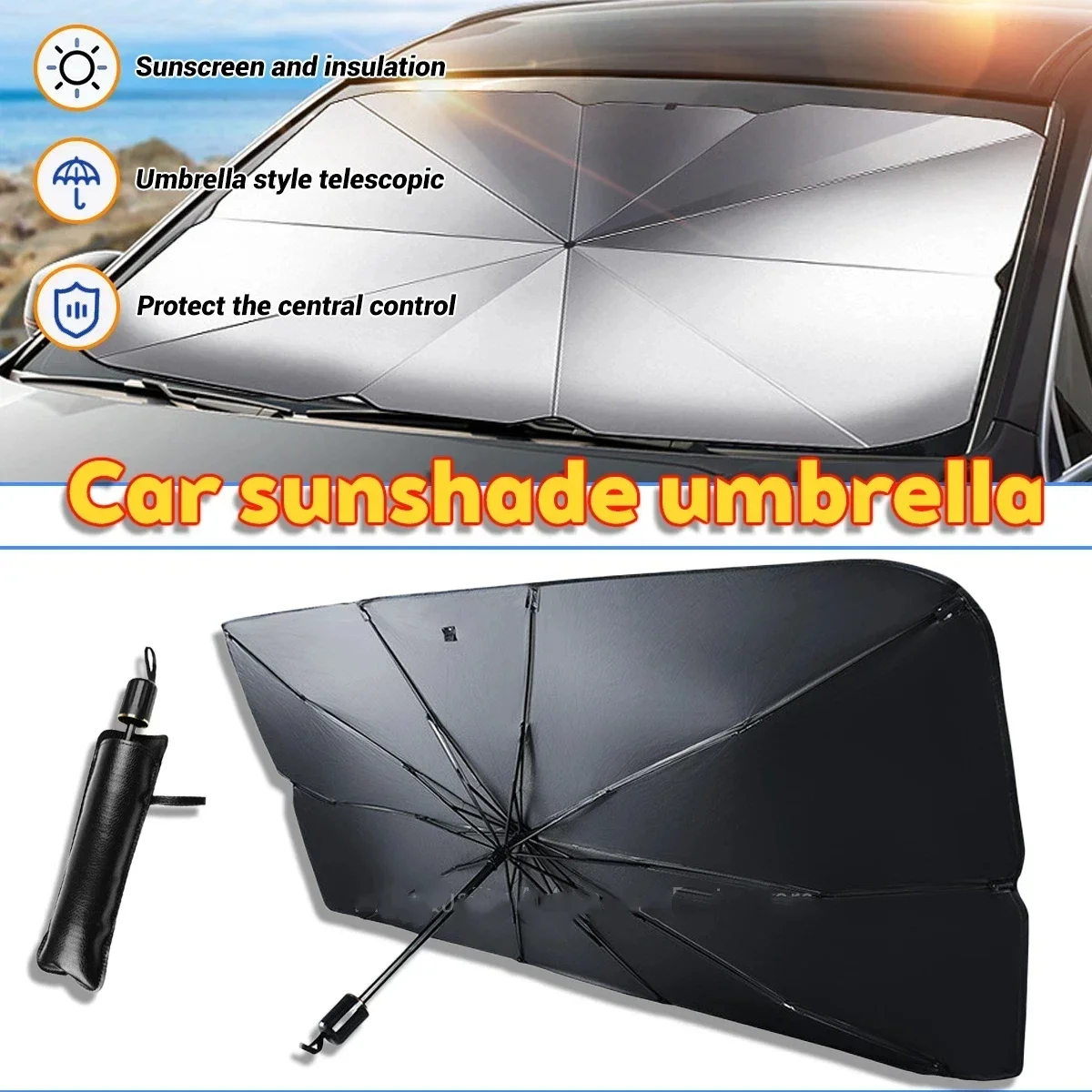 Araba Şemsiyesi Güneşlik Ön Ca - Car Sunshade Windshield Umbrella Foldable incelemesi ve fiyatı