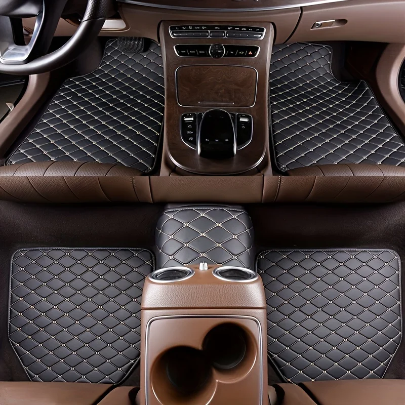5 adet evrensel PU deri araba  - Car Floor Mats Universal Waterproof Leather incelemesi ve fiyatı