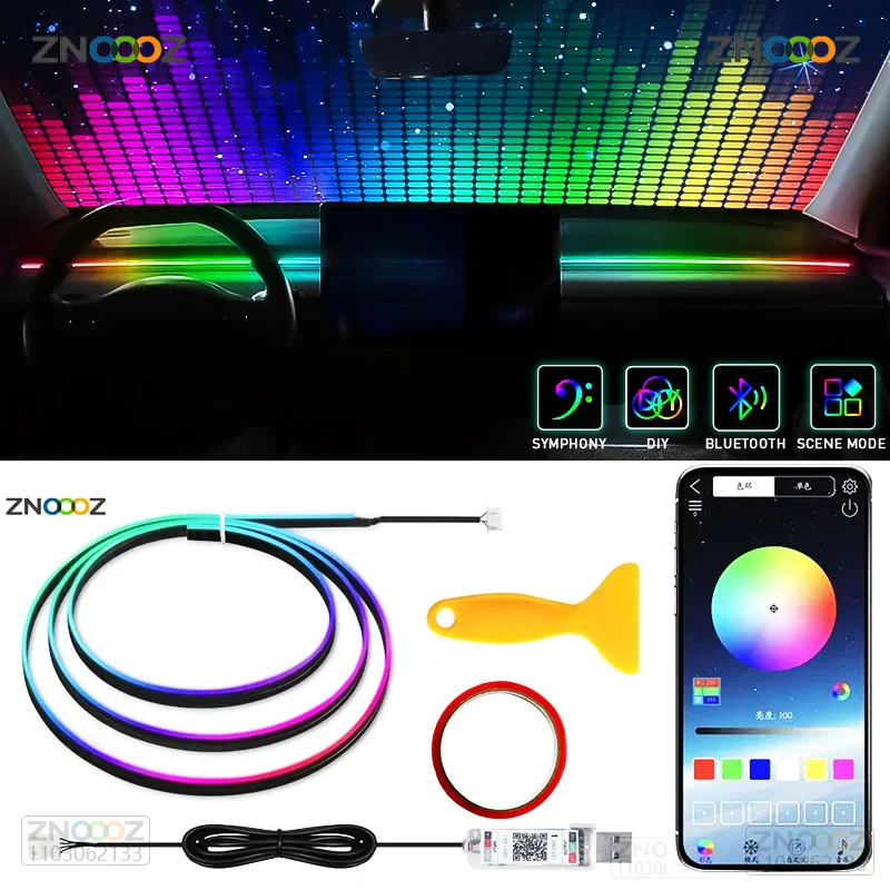 ZNOOOZ 140cm araba ortam ışıkl - Led Ambient Interior Car Lights App Control incelemesi ve fiyatı