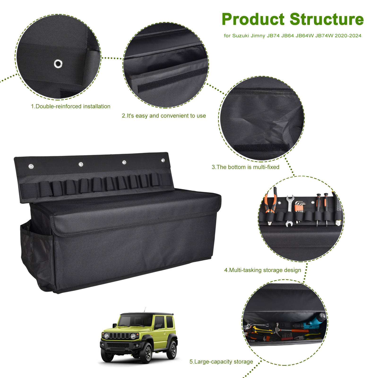 Suzuki Jimny JB74 JB64 JB64W J - Car Trunk Organizer Foldable Storage Box incelemesi ve fiyatı
