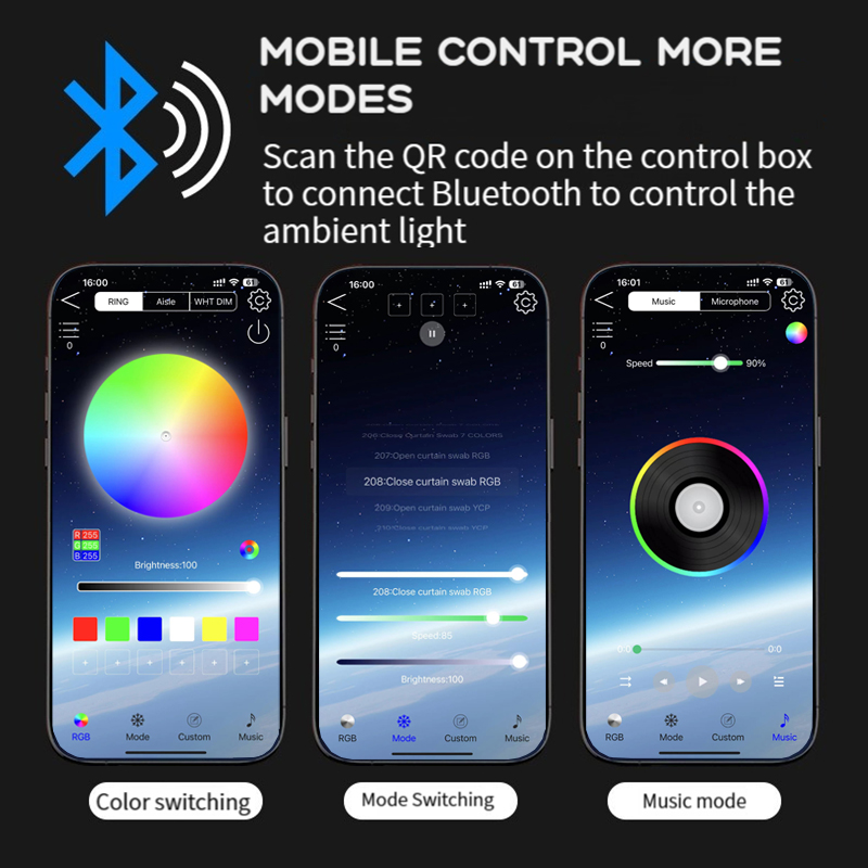 Araba LED ortam ışığı 64 renk  - Led Ambient Interior Car Lights App Control incelemesi ve fiyatı